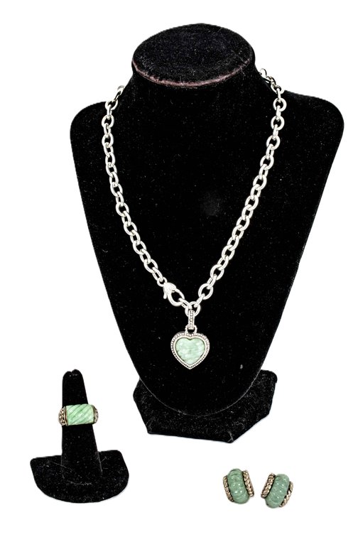 Judith Ripka Sterling & Jade Jewelry Set- 96 G