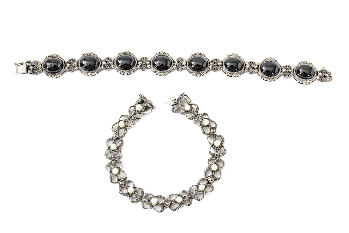 Two Sterling Judith Jack Bracelets- 57 G