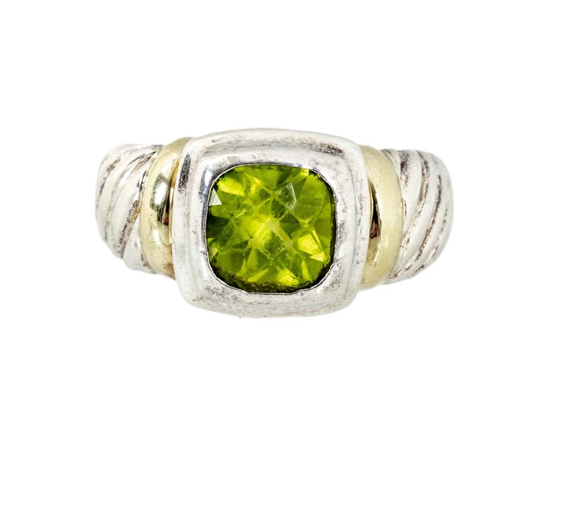 14K/925 D. Yurman Cable Ring W/ Peridot- 6.2 G