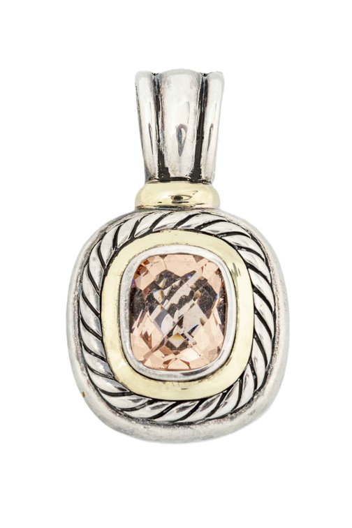 14K/925 D. Yurman Cable Pendant w/ Morganite-19.2G