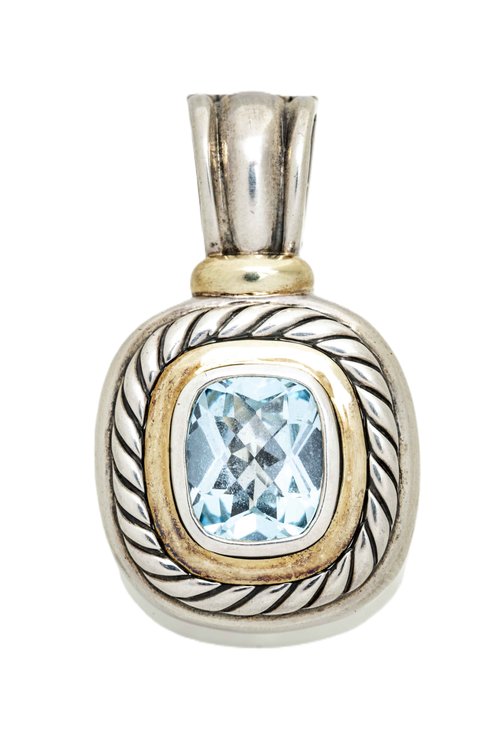 14K/925 D. Yurman Cable Pendant w/ Blue Topa-21.8G