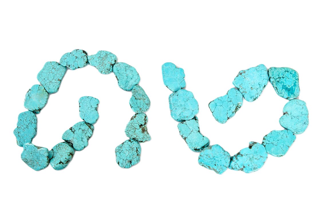 NOS- 23 Turquoise Beads on 2 Strands- 284.7 G