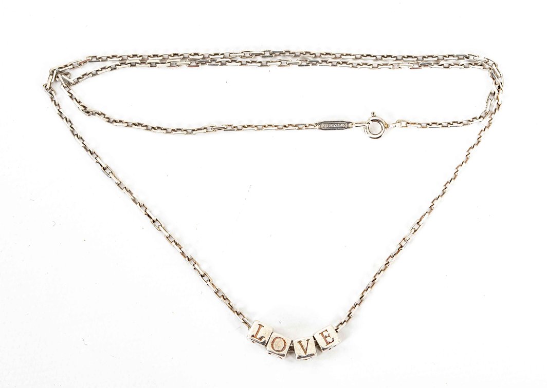 Tiffany & Co Sterling Love Blocks Necklace- 6 G