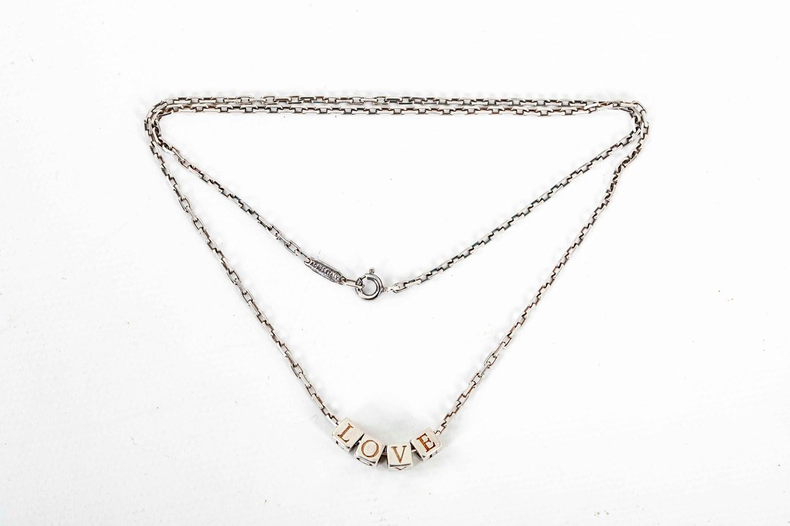 Tiffany & Co Sterling Love Blocks Necklace- 6 G