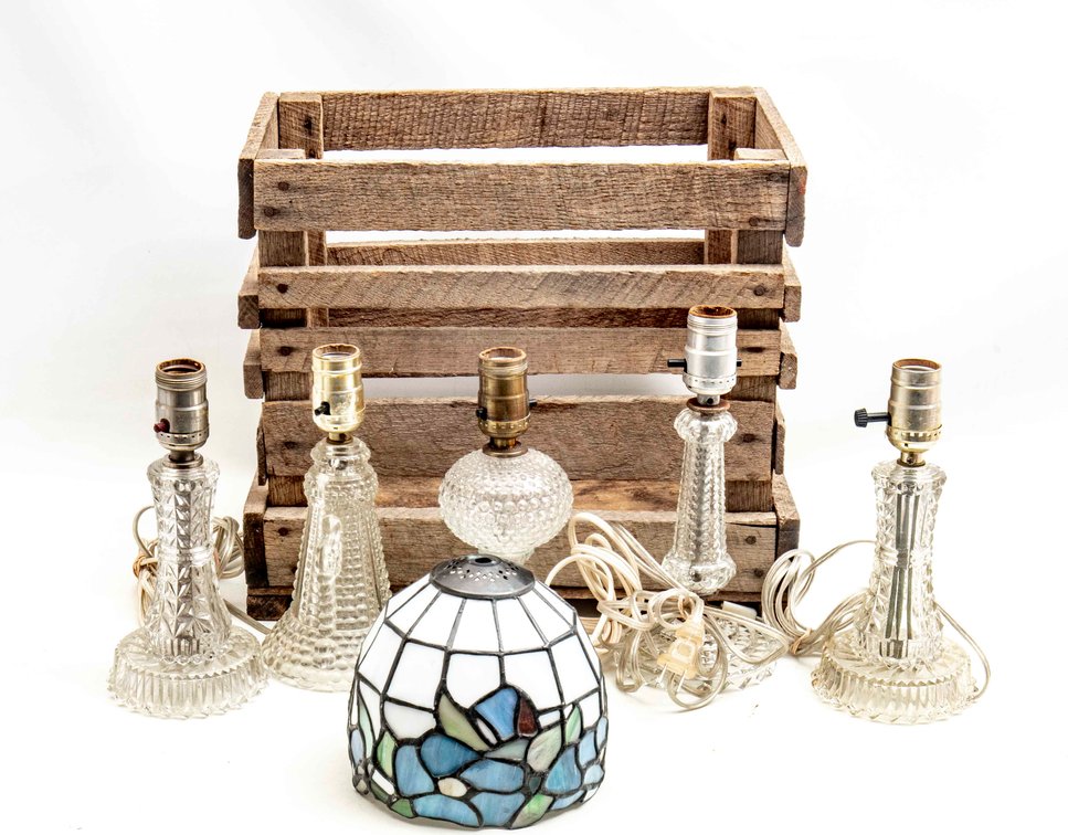 Wooden Crate & Glass Lamps