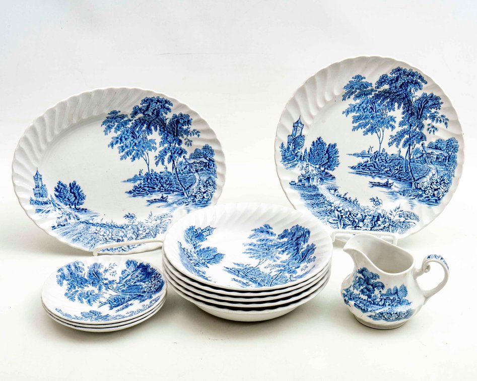 Swinnertons Ironstone The Ferry Blue Transferware