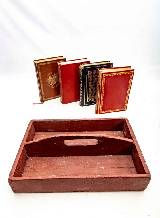 Primitive Cutlery Tray + 4 Hardcover Books