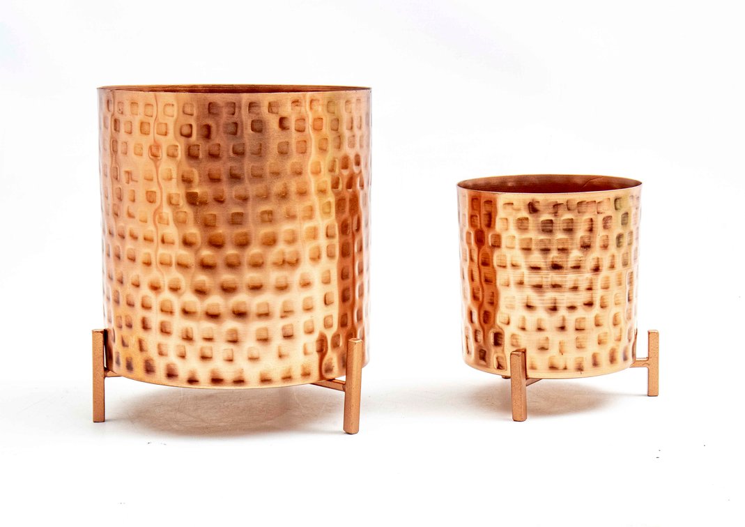 2Hammered Copper Toned Holders with Stands