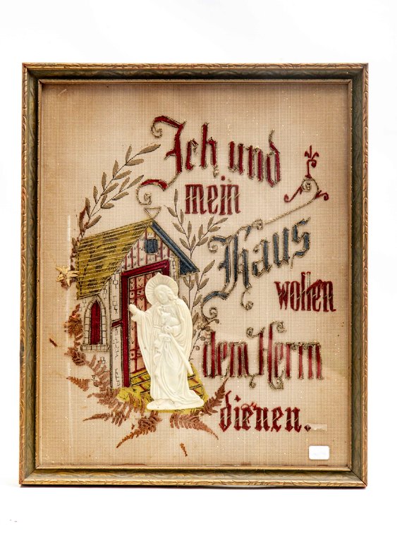 Framed German Punch Embroidery Needlework