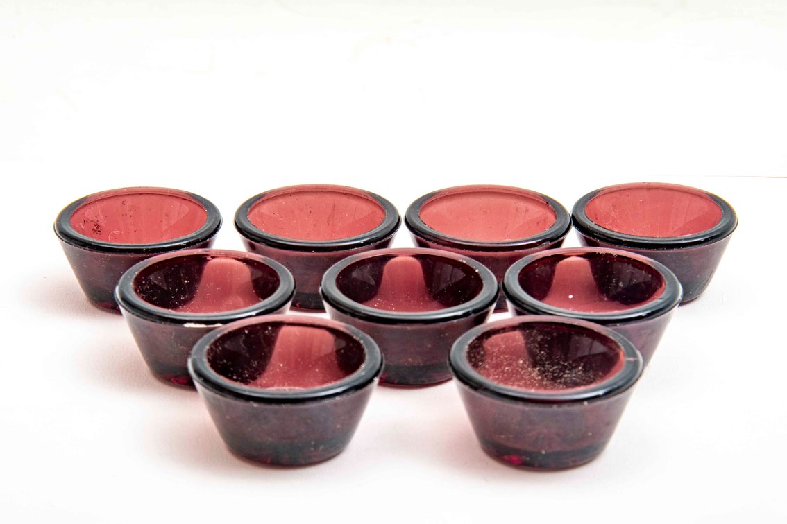 9 Amethyst Glass Open Salt Cellars
