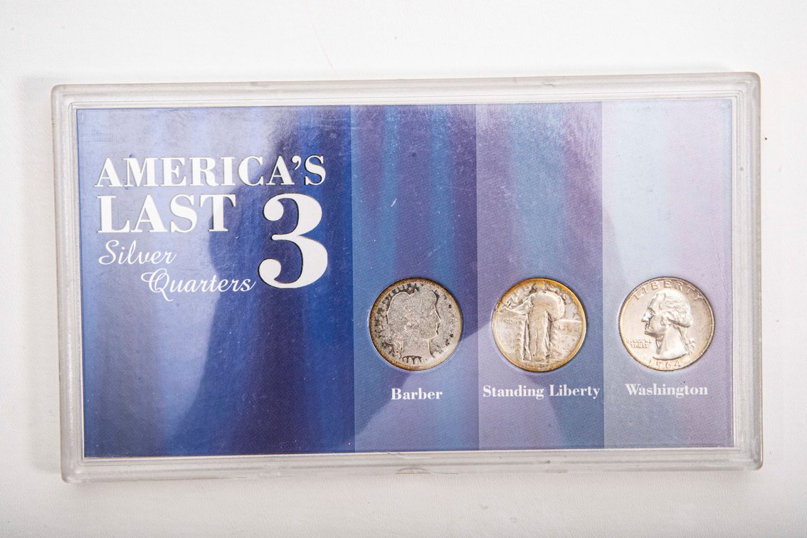 America's Last 3 Silver Quarters in Display