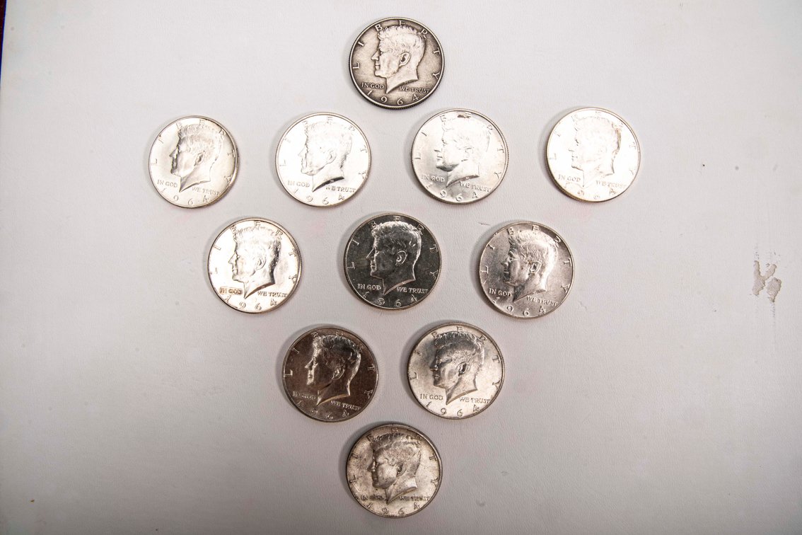 11 x 1964 Kennedy Silver Half Dollars