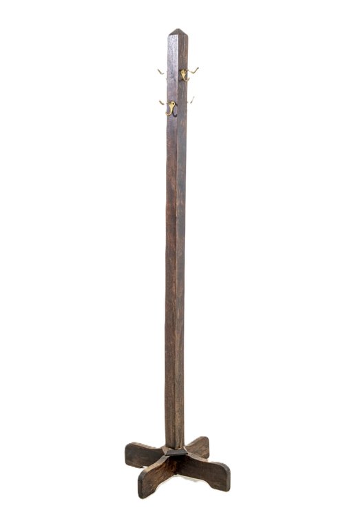 Rustic Stained 4 Hook Coat / Hat Stand