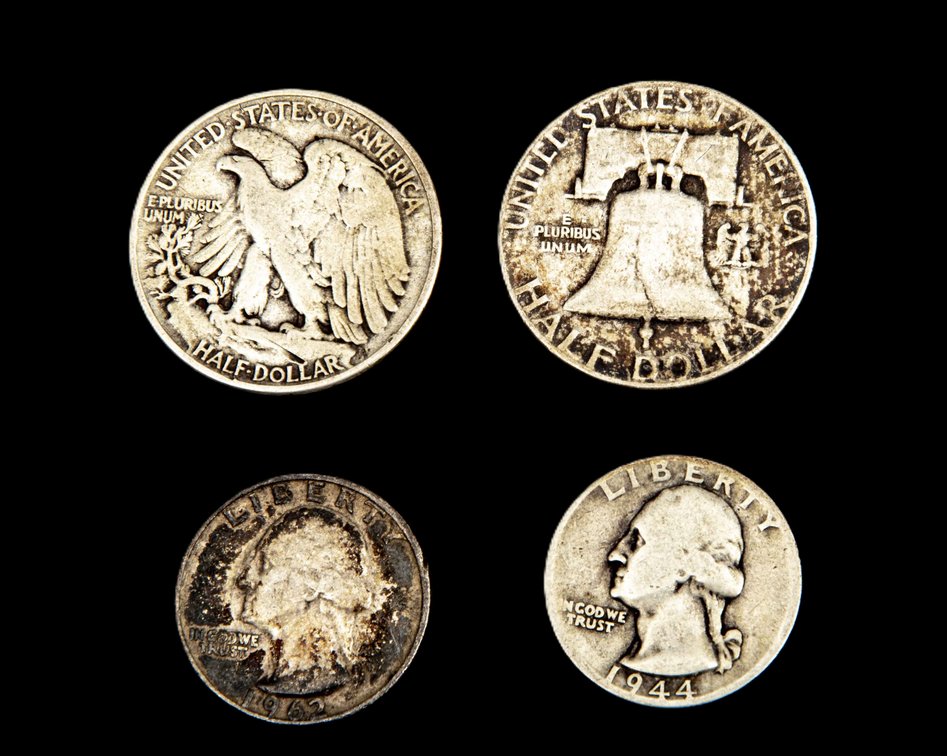 2 x Silver Half Dollars and 2 x Silver Quarters