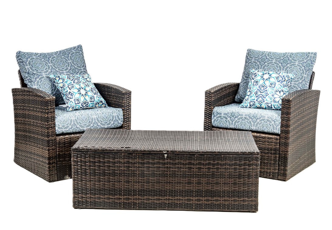 All Weather Wicker Chairs & Storage Table