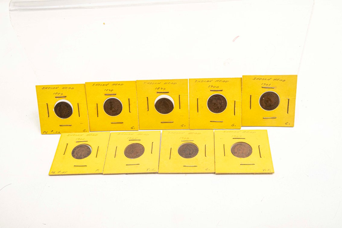 9 Indian Head Pennies.