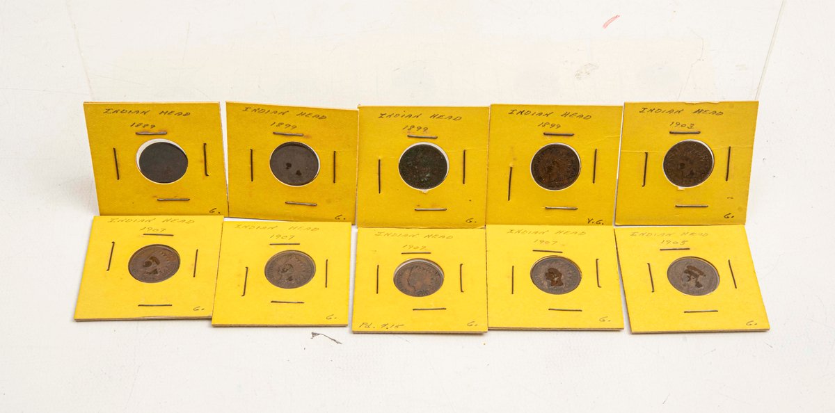 10 Indian Head Pennies.