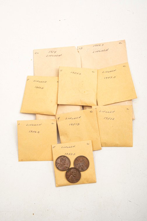 61 Lincoln Pennies.1950 - 1954