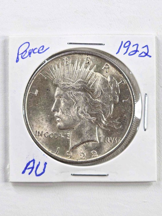 1922 United States Peace Silver Dollar Coin in AU Condition