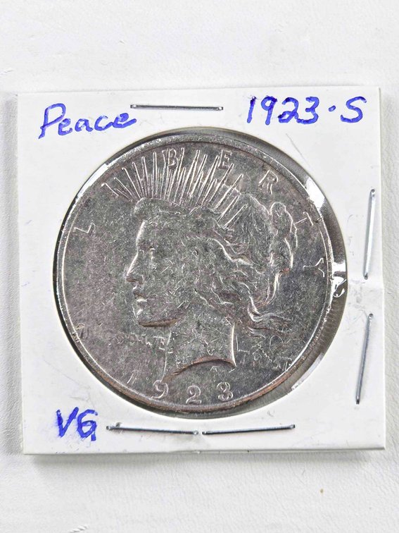 1923-S Peace Silver Dollar Coin in VG Condition