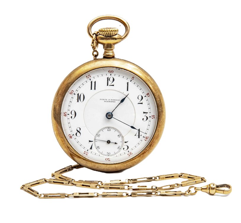 Porte & Markle Pocket Watch w/ 14K Gold Fob- 8.6 G