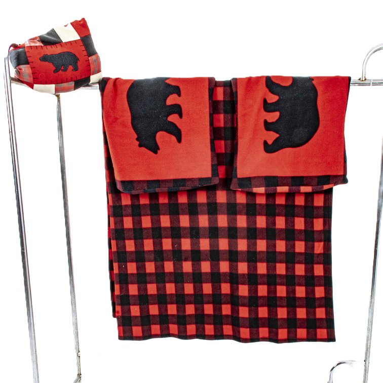 Red & Black Plaid Bear Blanket & Pillow