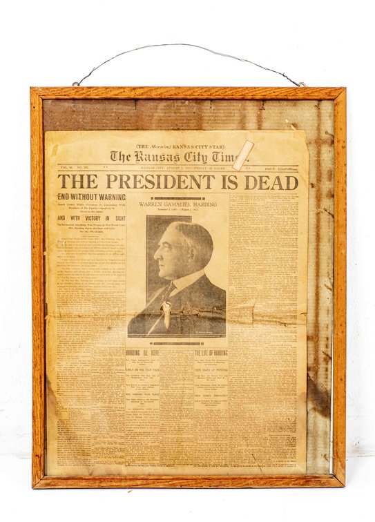 The President Is Dead- W.Harding Framed Front Page