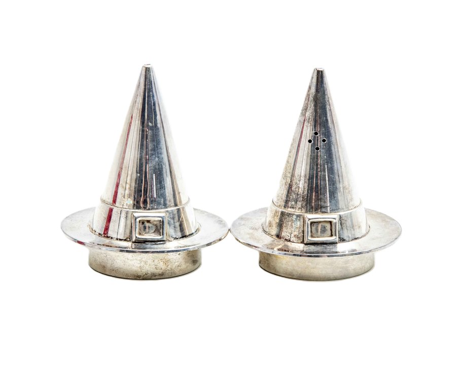 Witch's Hat- Silver-plated Salt & Pepper Shakers