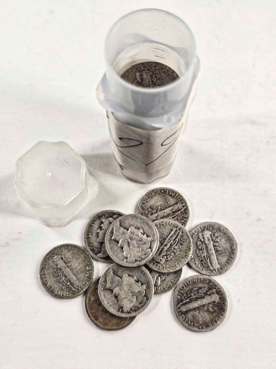 Tube of 50 1929 Silver Mercury Dimes