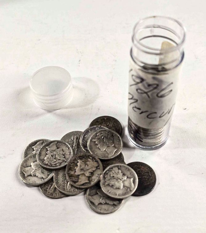 Tube of 50 1926 Silver Mercury Dimes