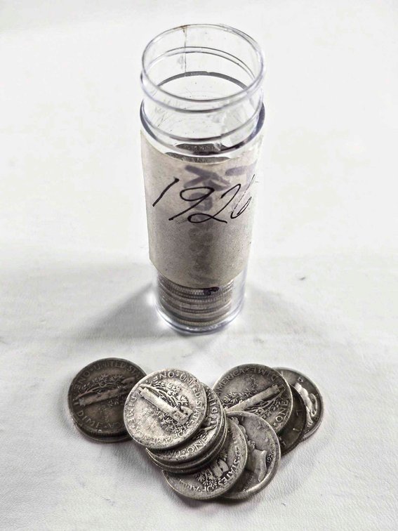 44 1926 Silver Mercury Dimes in Coin Tube