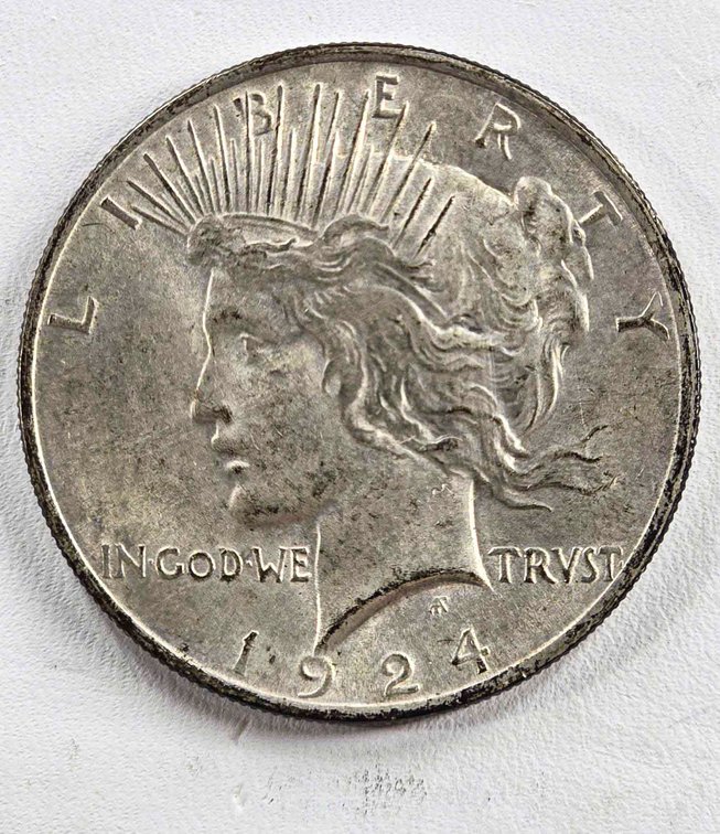 1924 Silver Peace Dollar in AU Condition
