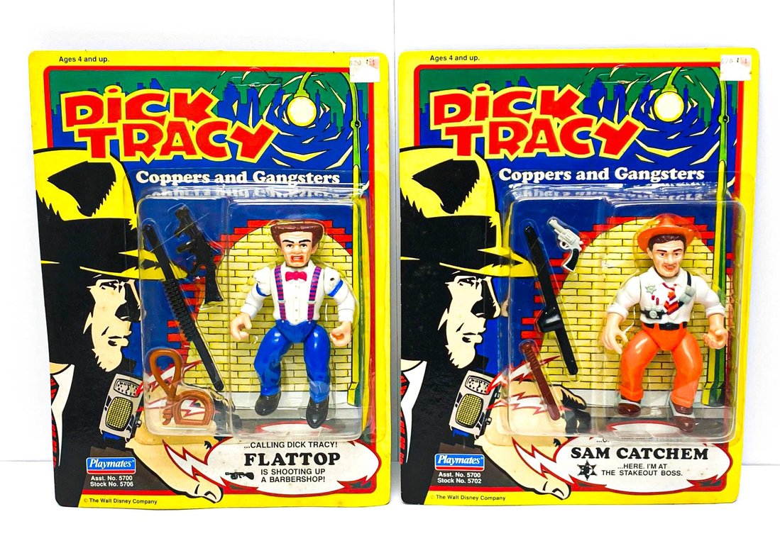 Playmates Dick Tracy Flattop and Sam Catchem Action Figures, MOC
