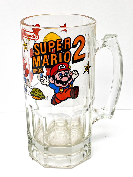 1989 Nintendo Super Mario Bros. 2 Glass Mug with Handle