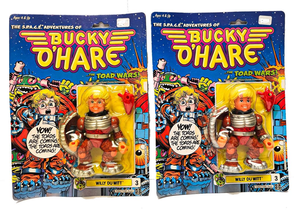 Two Carded Hasbro Bucky O’Hare ‘Willy Du Witt’ Action Figures, 1991