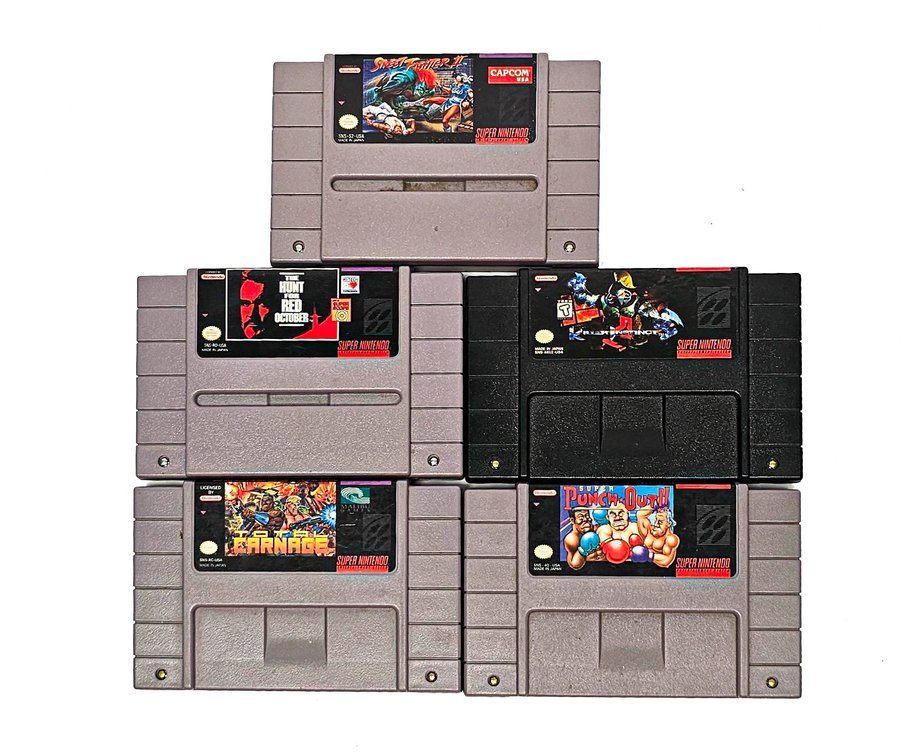 5 Super Nintendo Entertainment System (SNES) Game Cartridges