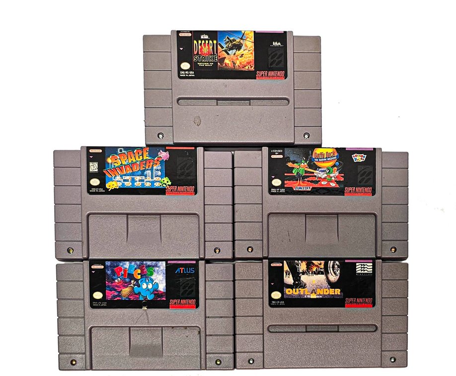 5 Super Nintendo Entertainment System (SNES) Game Cartridges