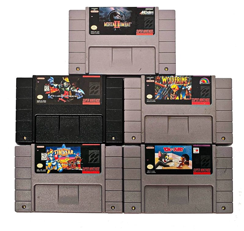 5 Super Nintendo Entertainment System (SNES) Game Cartridges