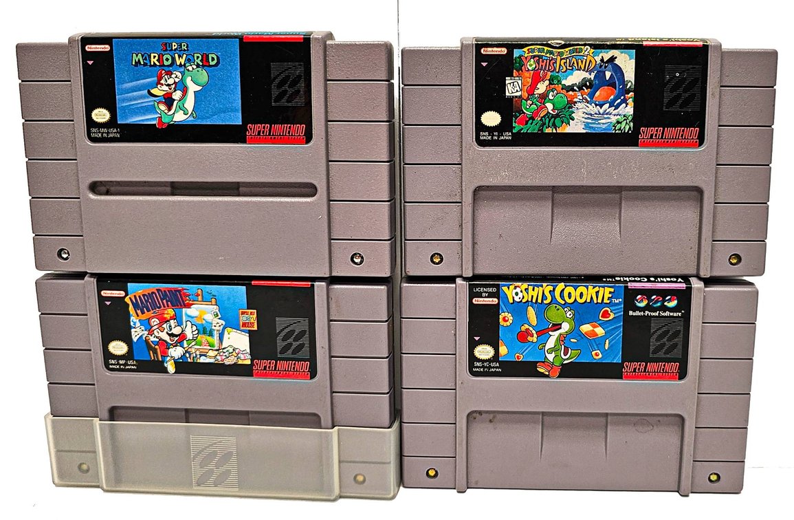 4 Super Nintendo Entertainment System (SNES) Mario Game Cartridges