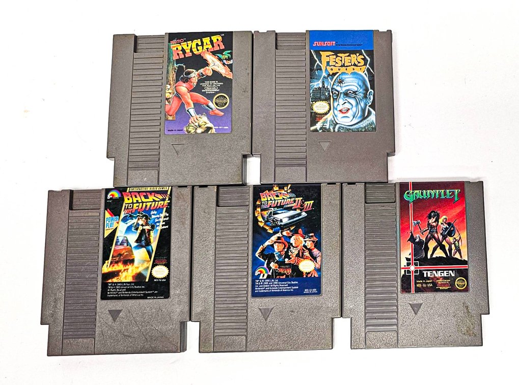 5 Nintendo  (NES) Game Cartridges – Back to Future, Rygar etc.