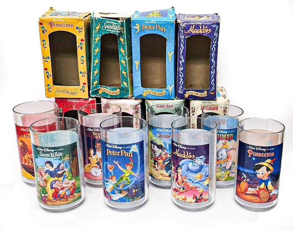 8 Disney/Burger King/Coca-Cola 1994 Character Glasses with Original Boxes