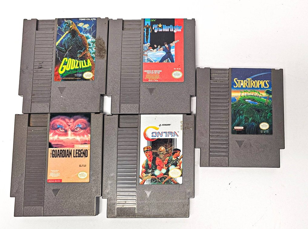 5 NES Game Cartridges Including ‘Contra’ and ‘StarTropics’