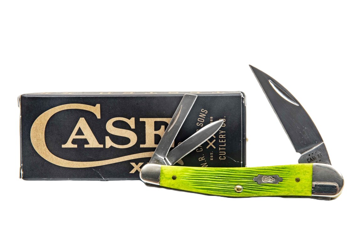 Case Seahorse Knife- Barnboard Lime Green Bone