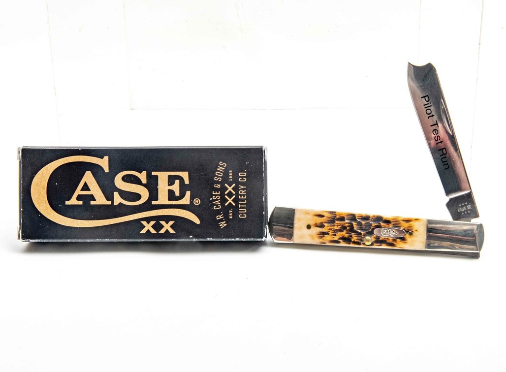 Case Razor Knife- Peach Seed Amber Bone