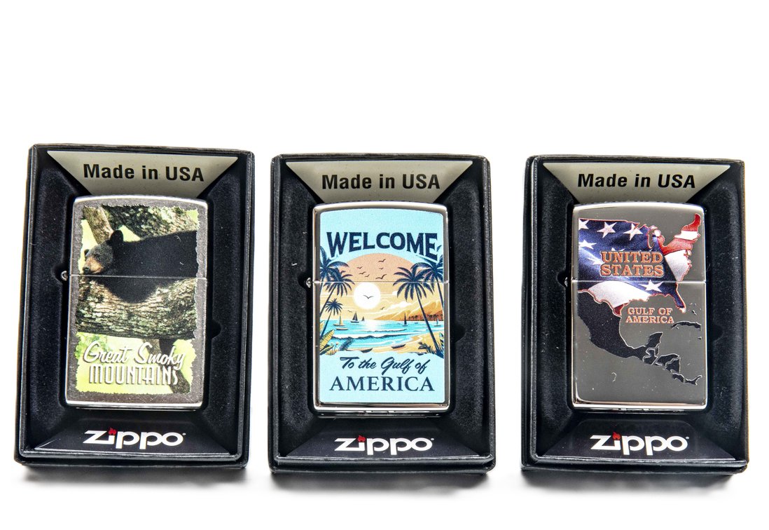 Three Zippo Lighters-NIB- Gulf of Amer. / Sm. Mtns