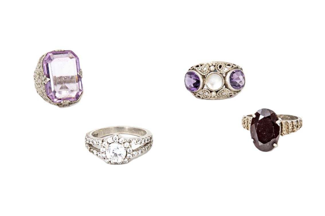 Four Sterling Rings- 19.5 G