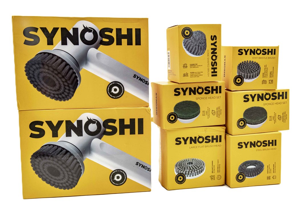 2 Synoshi Power Spin Scrubbers + 6 Extra Heads