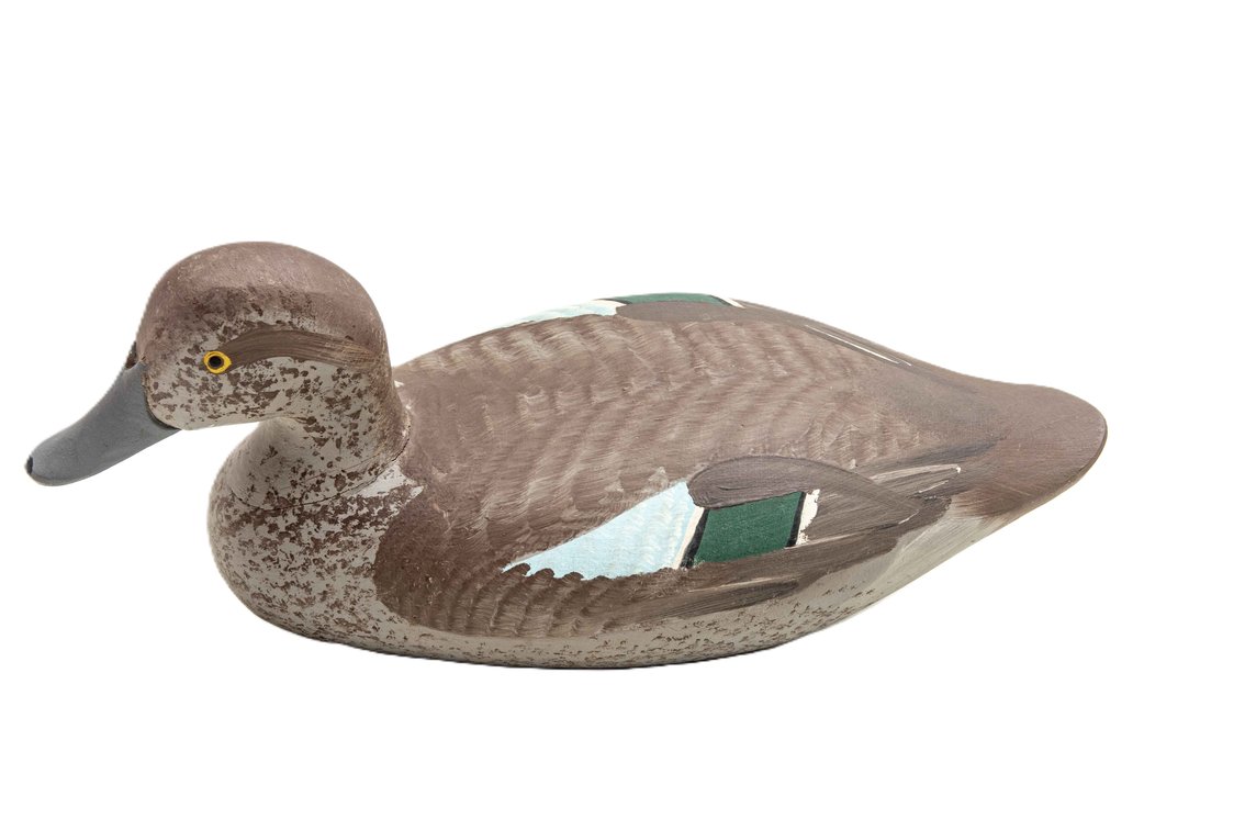 Green Wing Teal Duck Decoy- Wooden, Hand-painted