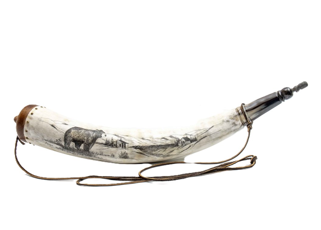 Hand Etched Powder Horn by M. Winenger