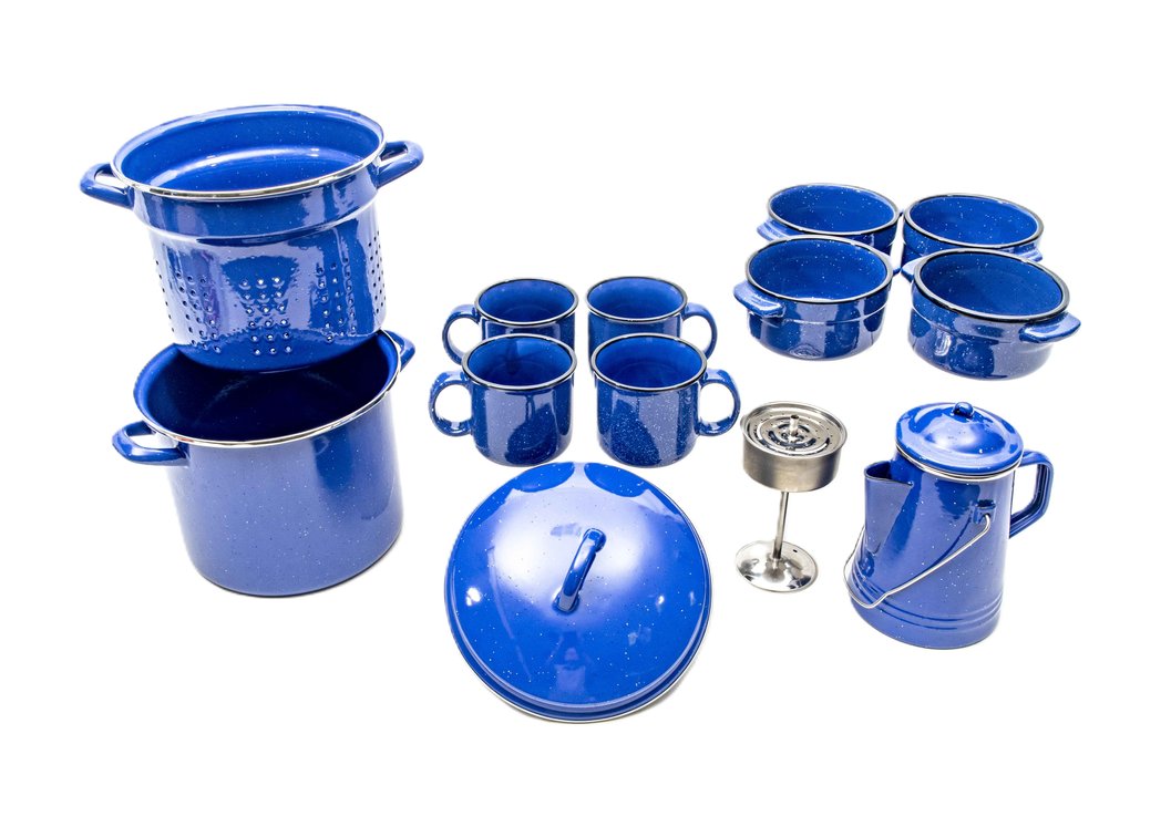 Blue Enamelware & Ceramic Kitchen Items